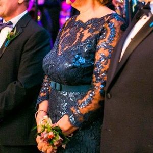 Blue Embroidered Sequin Tadashi Shoji Gown